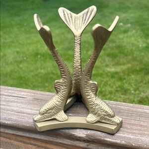 Vintage 3 Fishes Brass Figures statue